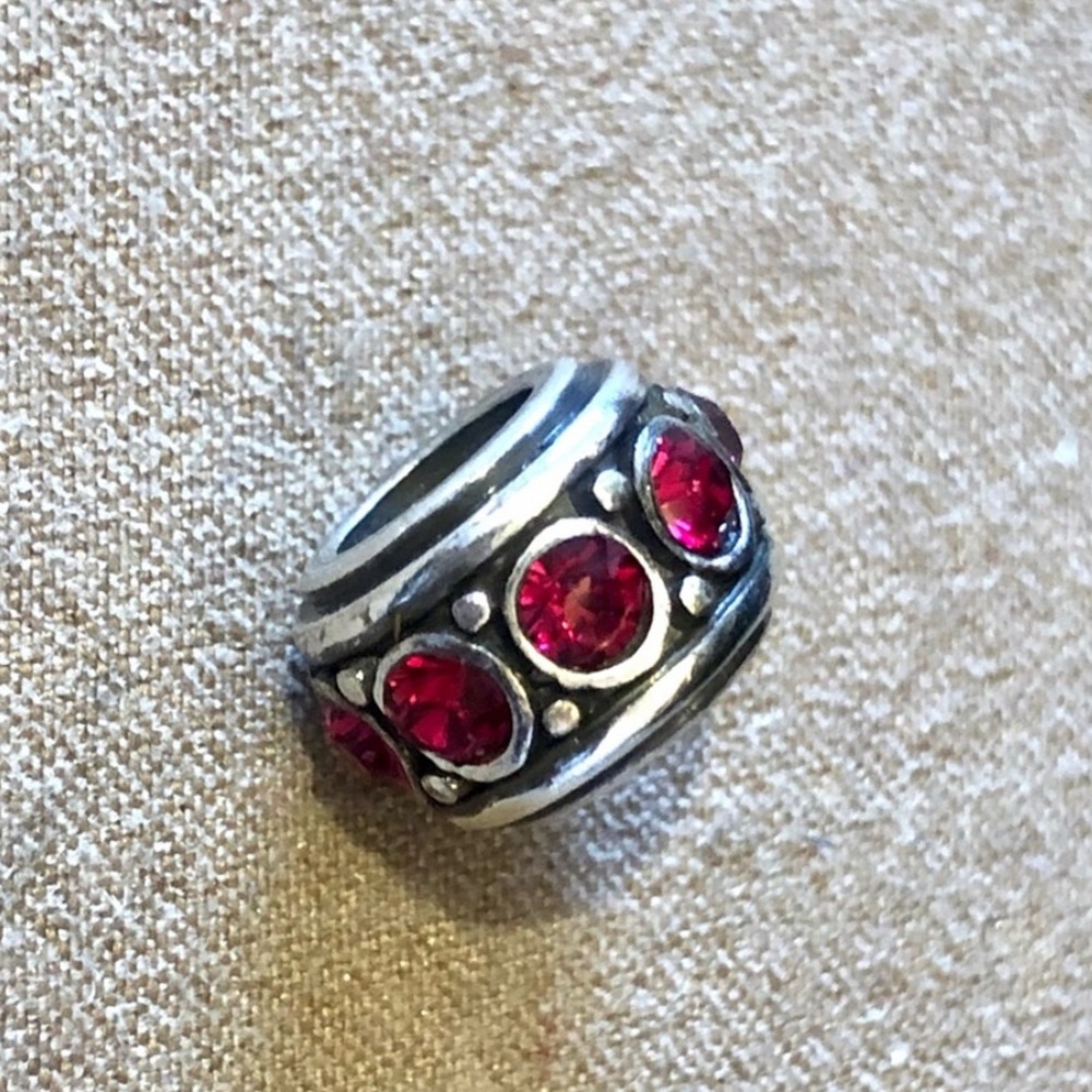 Brighton Glam Spacer Ruby Silver bead set with round red crystals Retired